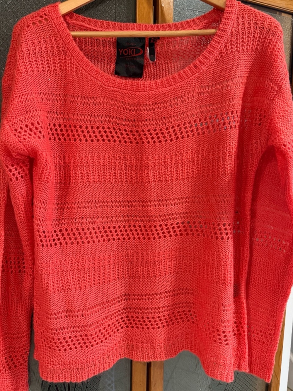 Yoki Coral Open-Knit Women's Sweater Med